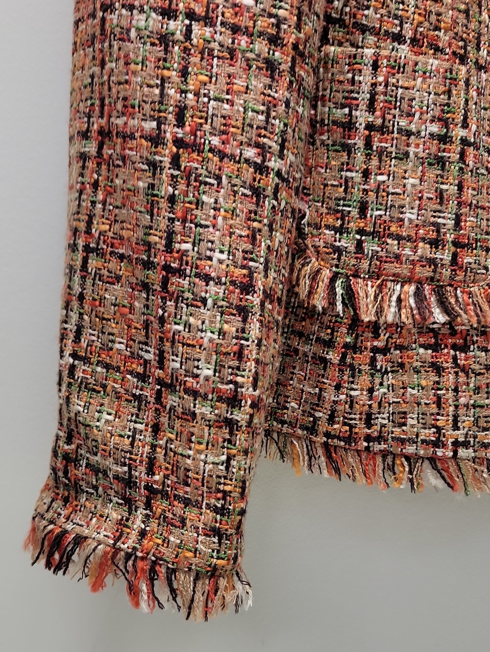 Focus 2000 Autumnal Tones Tweed Fringe Blazer 2-Button W/Pockets Sz 10 - Picture 5 of 16